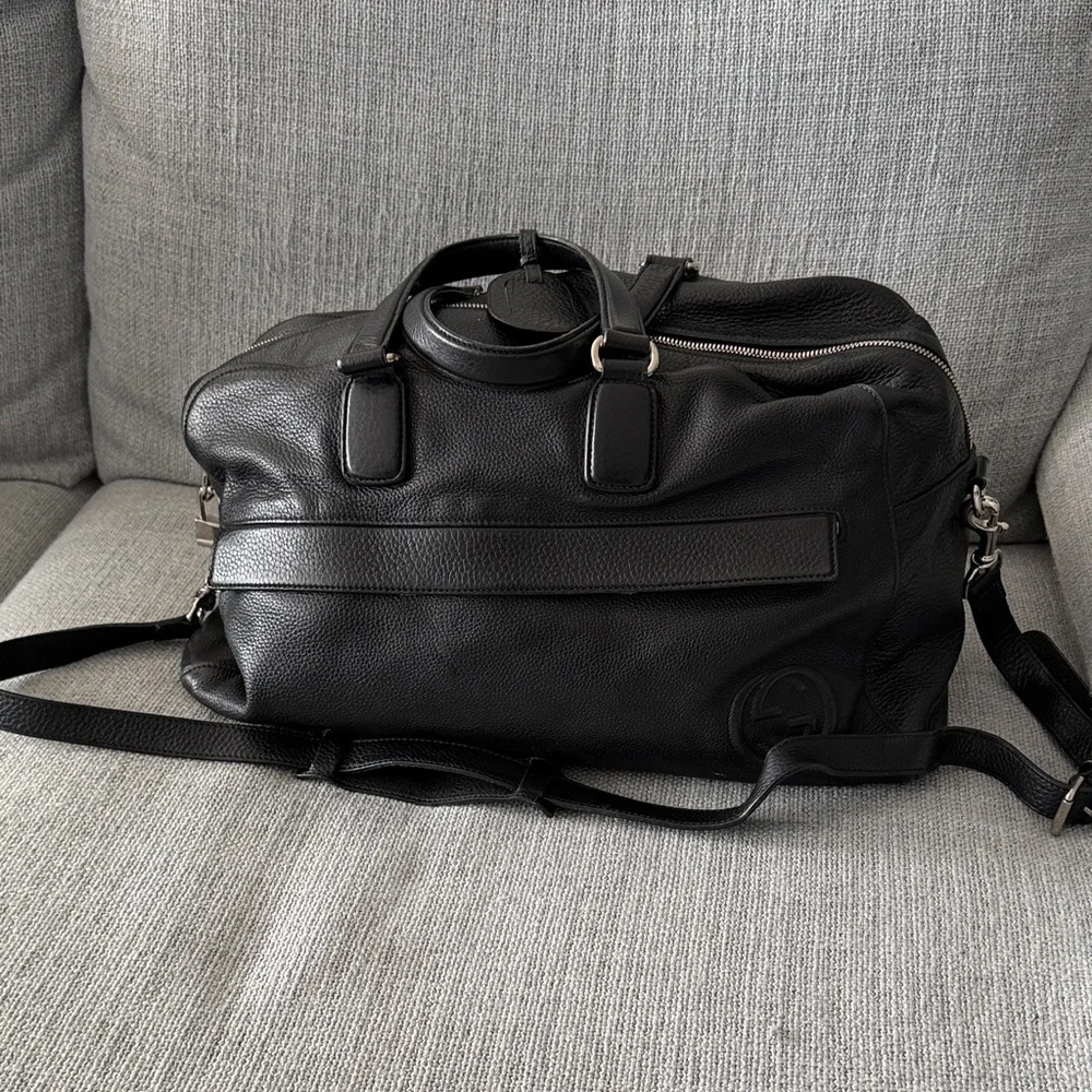 Gucci Black Textured Duffel Bag